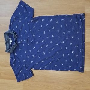 Survival Gear blue short sleeve shirt with gamer print boys large 12-14